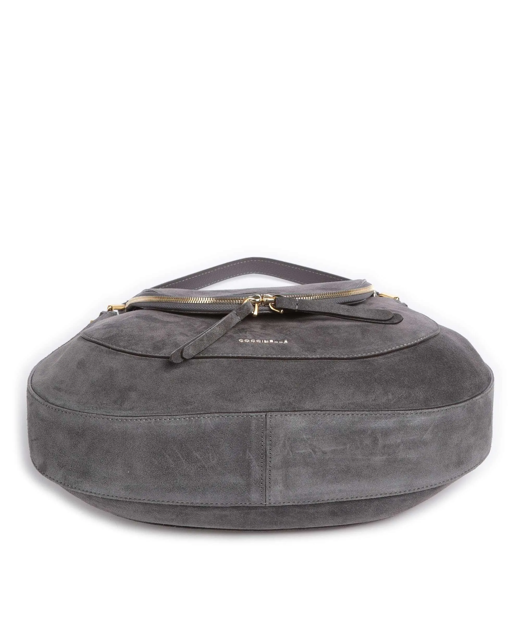  Coccinelle Sole Suede Borsa hobo pelle bovina ruvida grigio scuro  