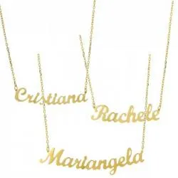 Collana donna rolo' con nome in argento titolo 925 placcato oro giallo