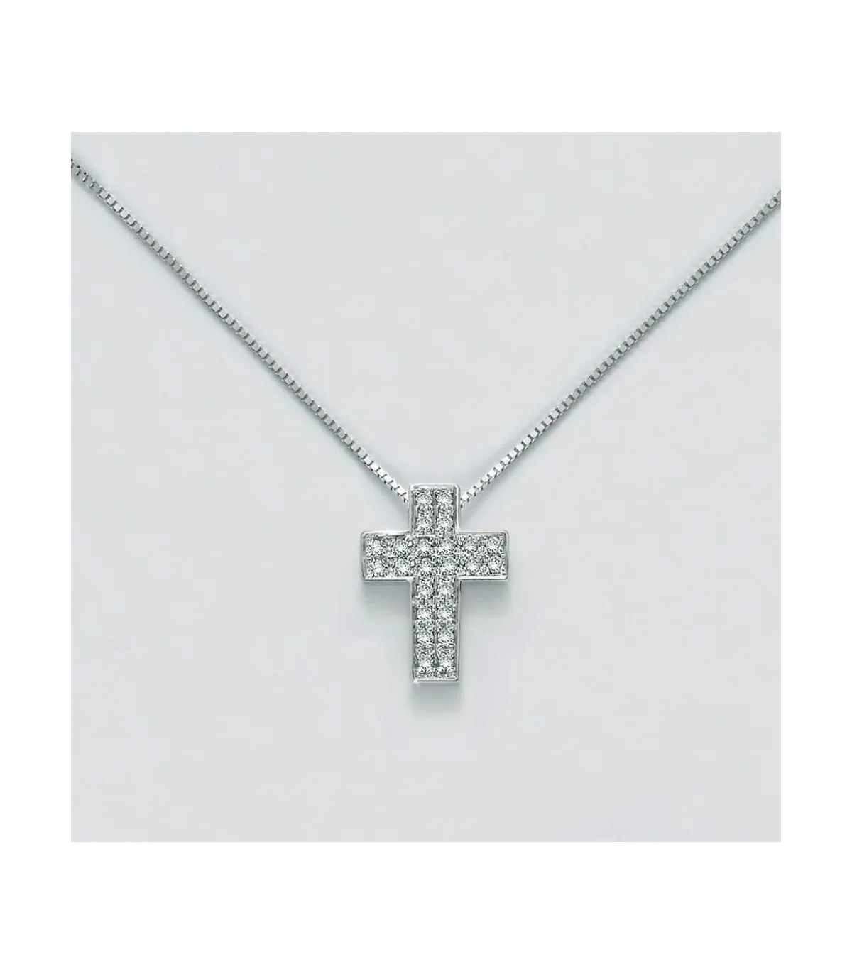 Collana Miluna Croce in Oro Bianco 18kt e 26 Diamanti 0,08ct  CLD3990