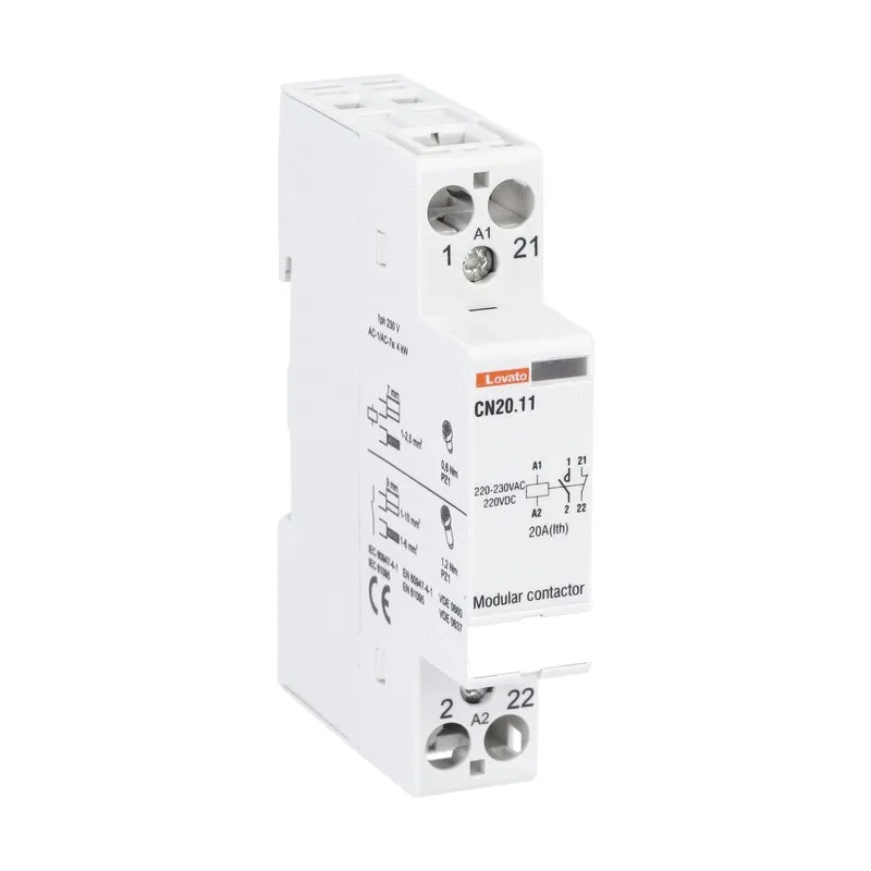 Contattore Lovato, serie CN, 2 poli, 1 NO + 1 NC, 9 A, 4 kW, bobina 230 V ca