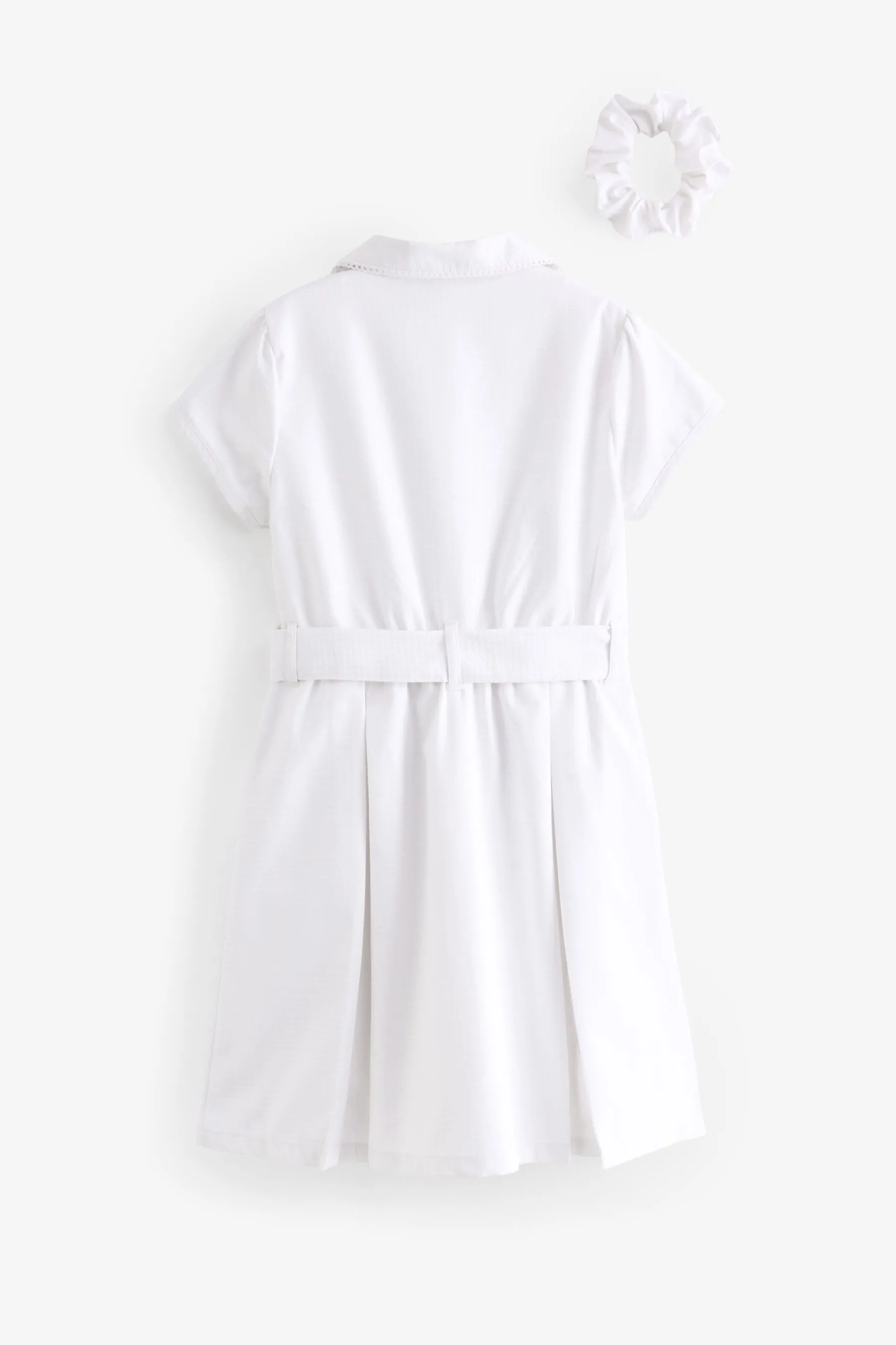 Cotton Rich Belted School Dress With Scrunchie (3-14yrs)    