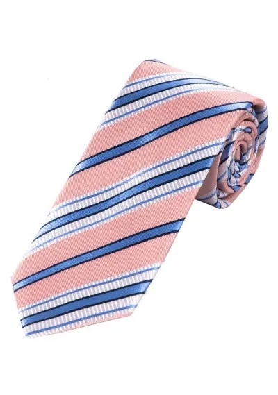 Cravatta XXL alla moda a righe rosé bianco celeste