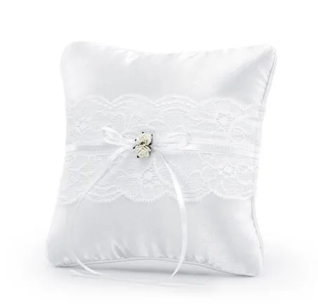 Cuscino nuziale per fedi nuziali 16x16cm bianco