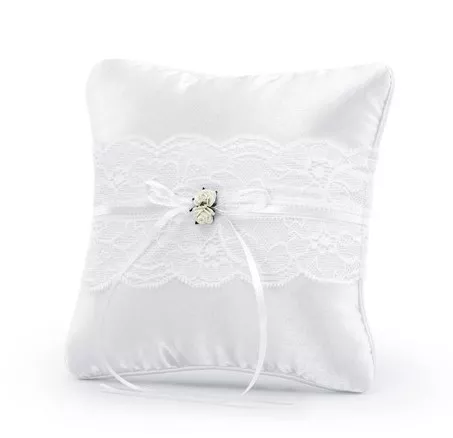 Cuscino nuziale per fedi nuziali 16x16cm bianco
