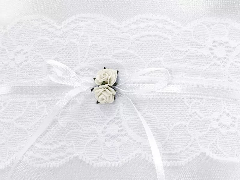 Cuscino nuziale per fedi nuziali 16x16cm bianco