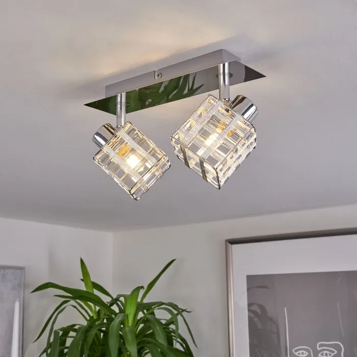 Desrue Plafoniera Cromo, Argento, 2-Luci