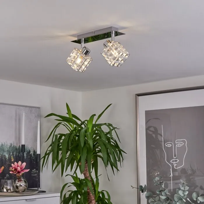 Desrue Plafoniera Cromo, Argento, 2-Luci