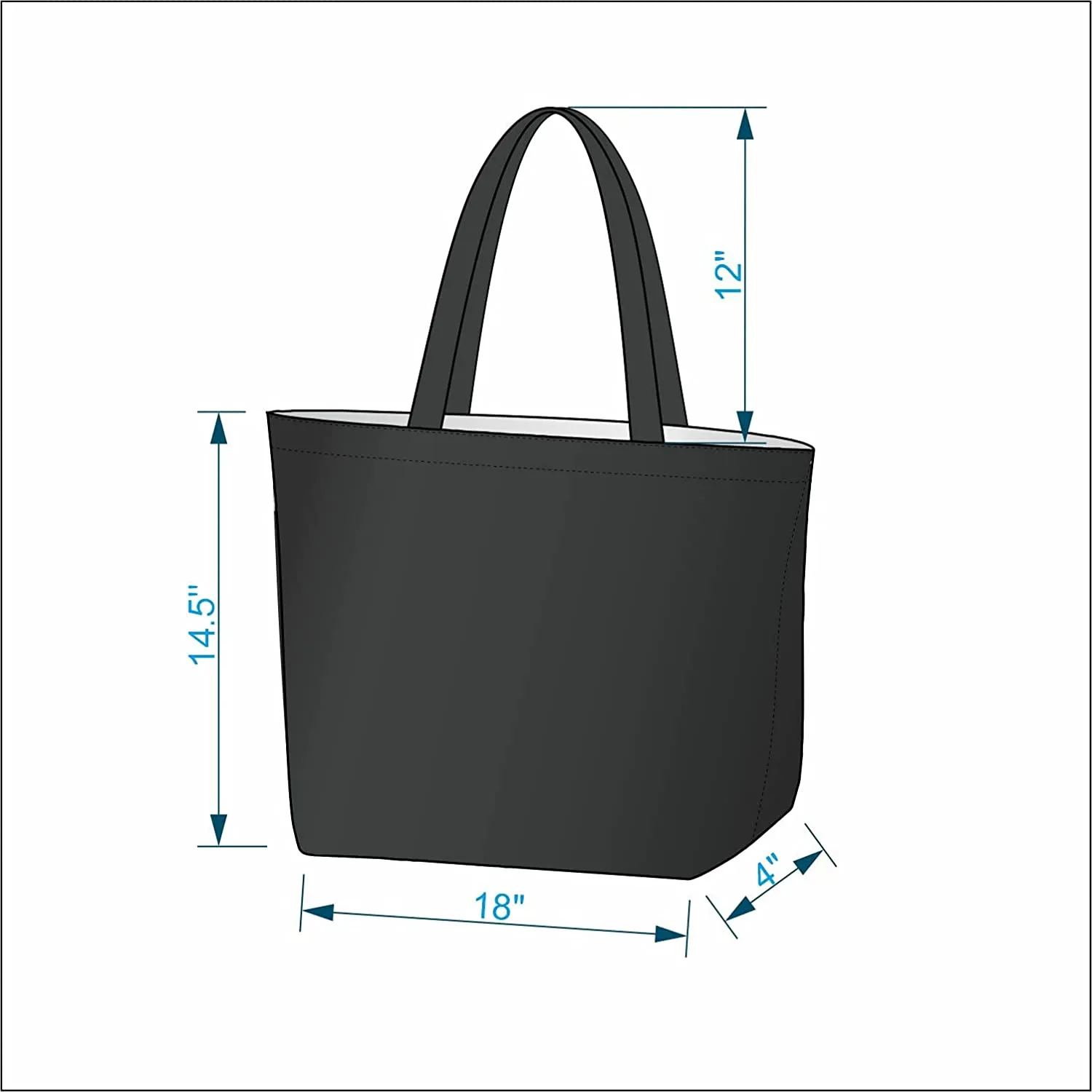 Eco Right Borsa da spiaggia grande con cerniera e tasche interne Borsa da spiaggia in cotone | Borsa shopping in tela Shopper Bo
