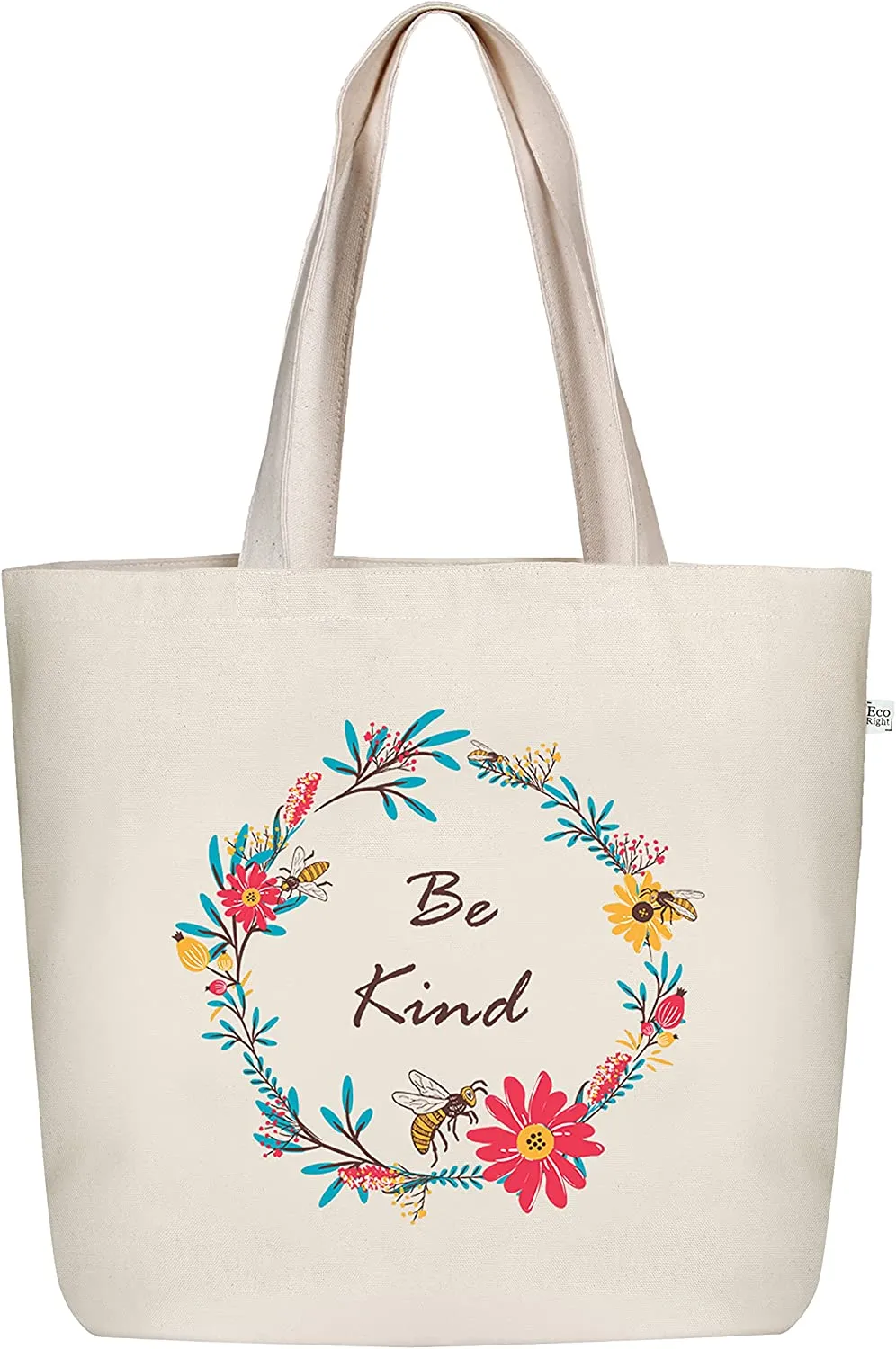 Eco Right Borsa da spiaggia grande con cerniera e tasche interne Borsa da spiaggia in cotone | Borsa shopping in tela Shopper Bo