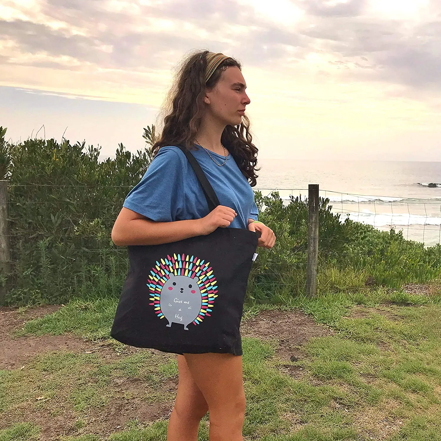 Eco Right Borsa da spiaggia grande con cerniera e tasche interne Borsa da spiaggia in cotone | Borsa shopping in tela Shopper Bo