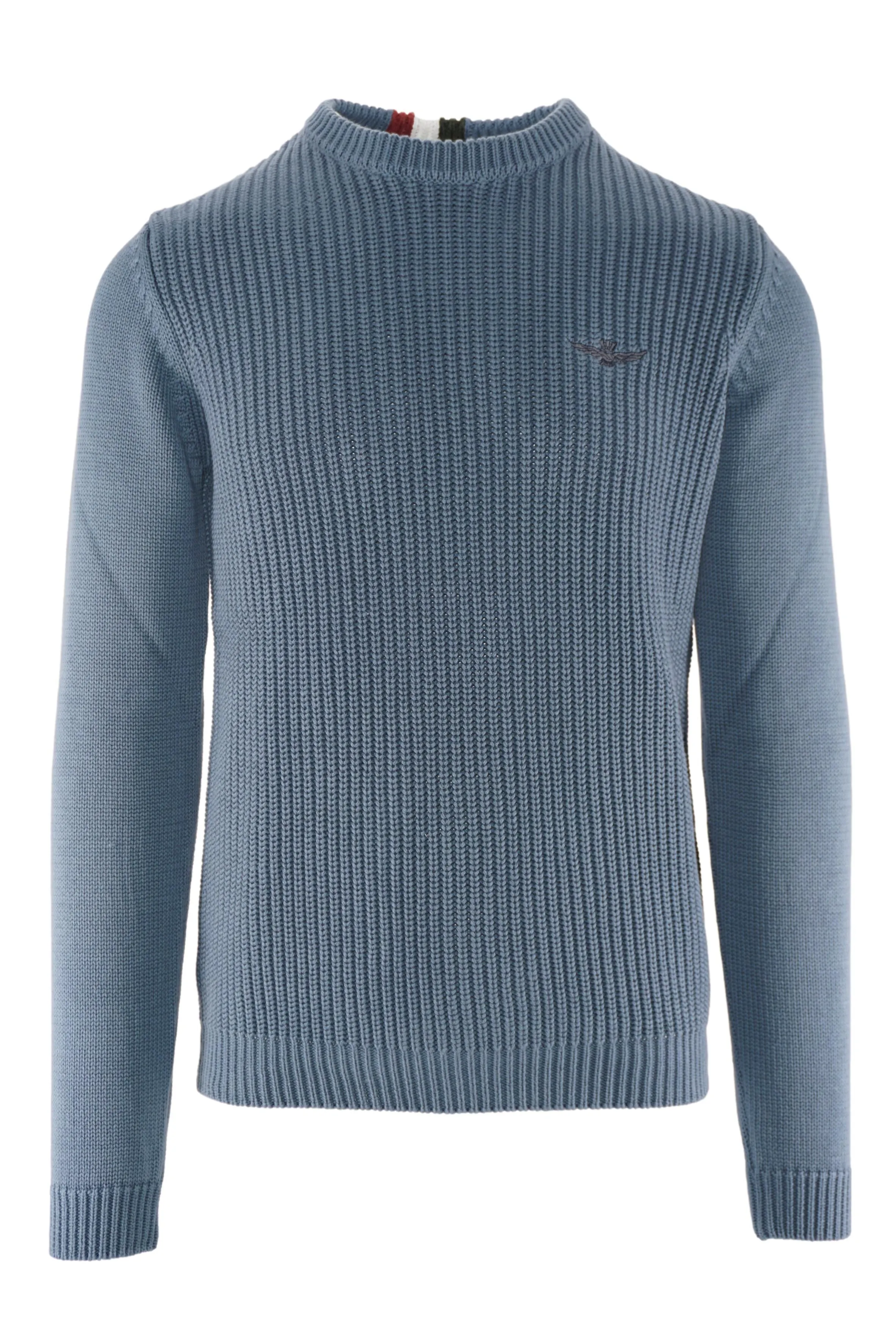 English Ribbed Crew Neck Sweater / Light Blue
