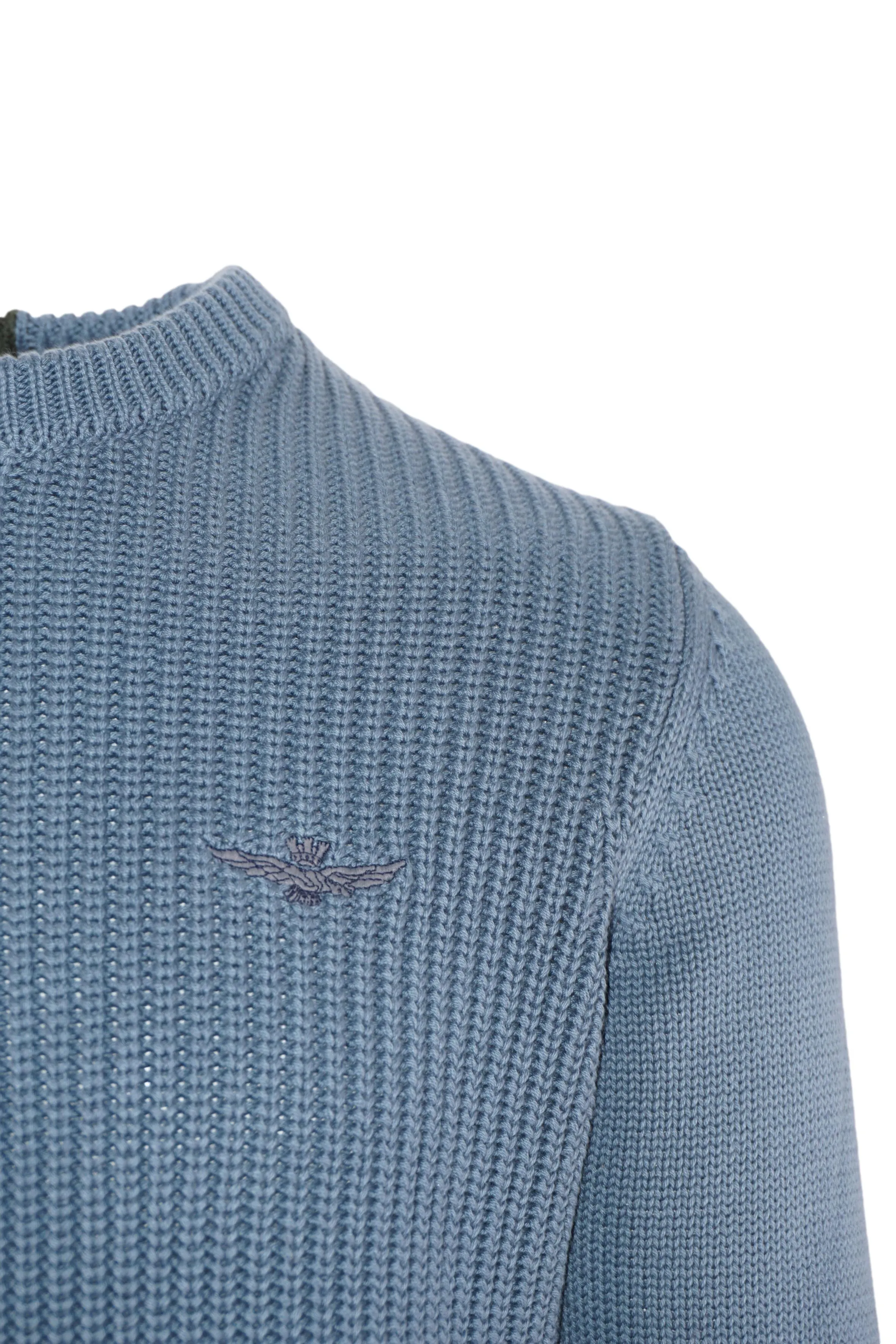 English Ribbed Crew Neck Sweater / Light Blue