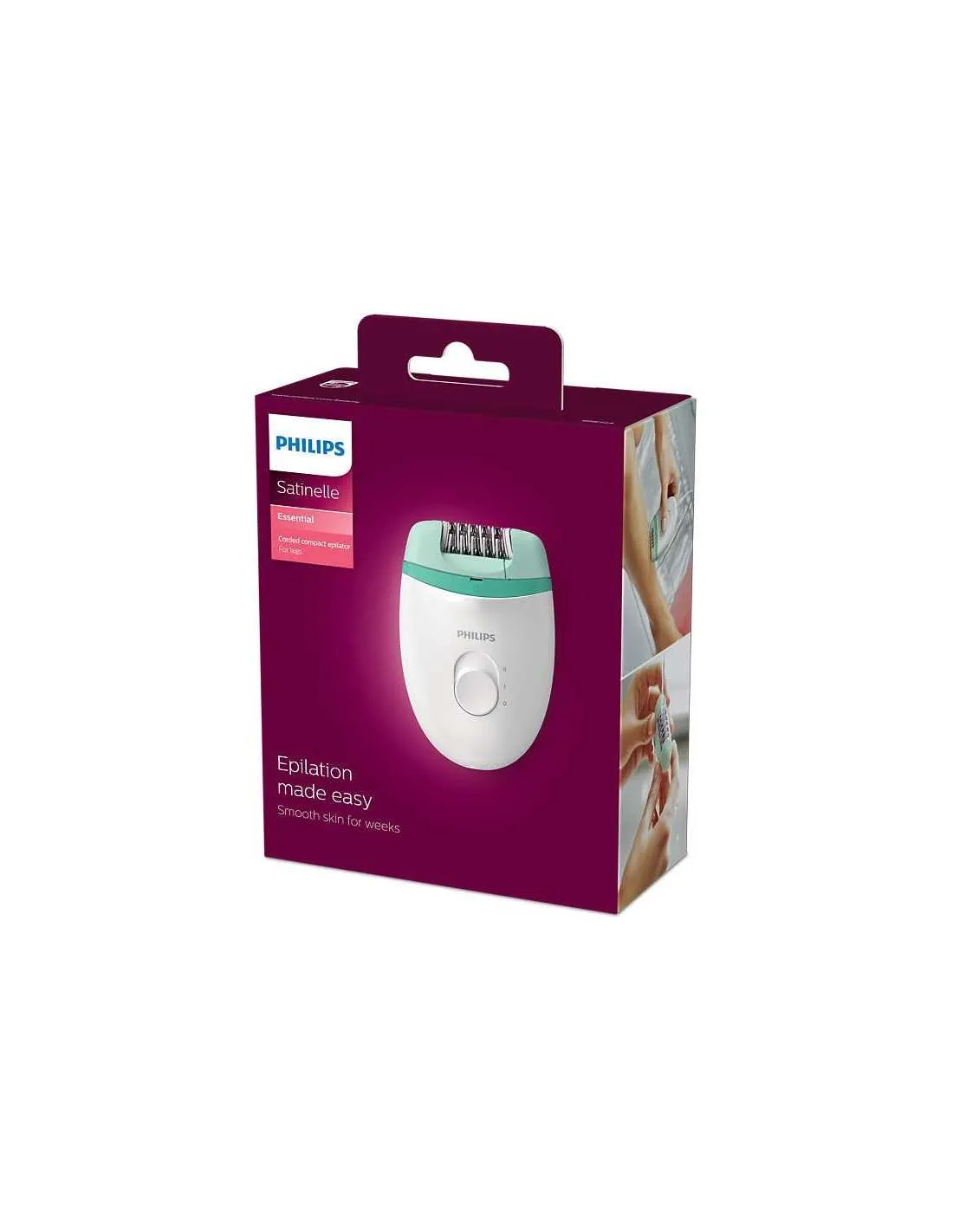 Epilatore Satinelle compatto con filo Philips BRE224/00, 2 velocità, testina lavabile, impugnatura ergonomica