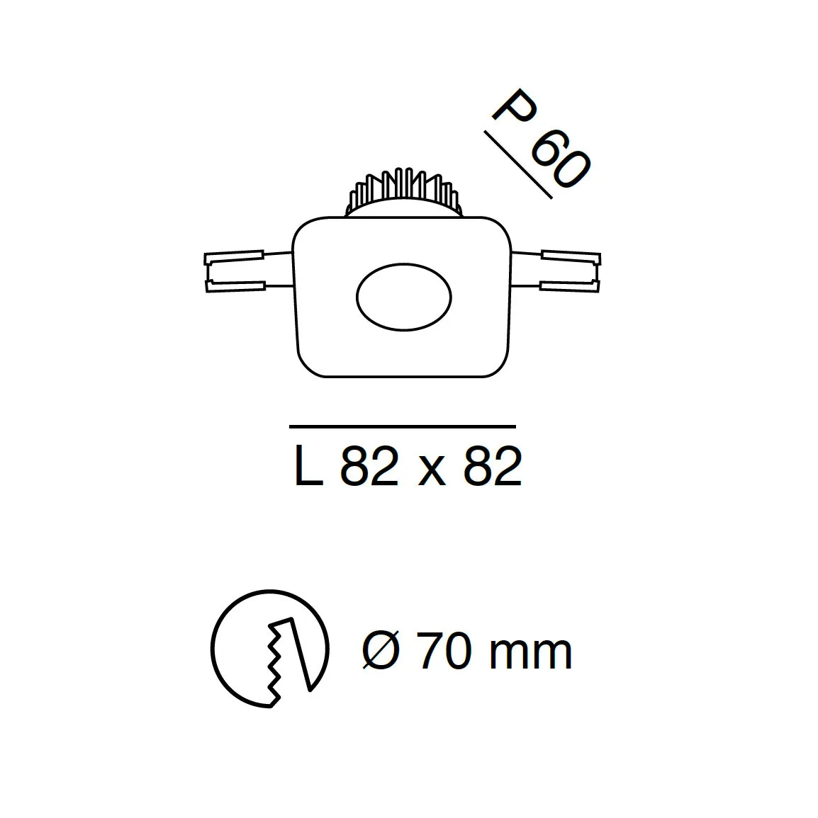 Fabas Luce  Faretto da incasso quadrato con struttura in alluminio e lampada a LED Sigma - 7W - 3000k Luce Calda