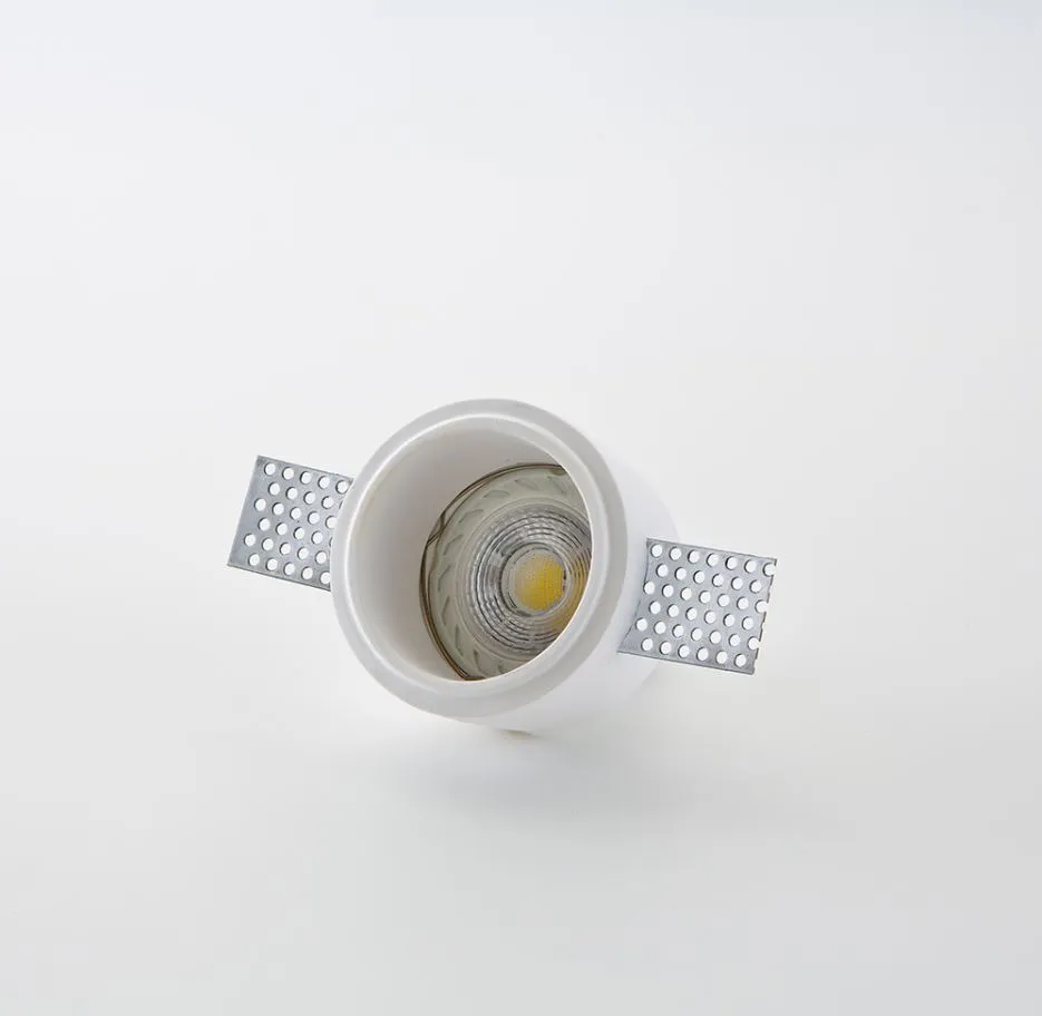 Faretto In Gesso Bianco Incasso Per Controsoffitto Rotondo 8 cm Isyluce 814