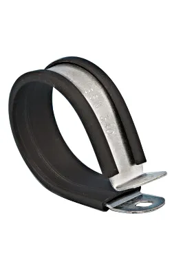 Fermaglio a P in Acciaio dolce rivestita in Gomma EPDM, Zinco Jubilee, Ø interno 12mm, Ø foro M 4/5