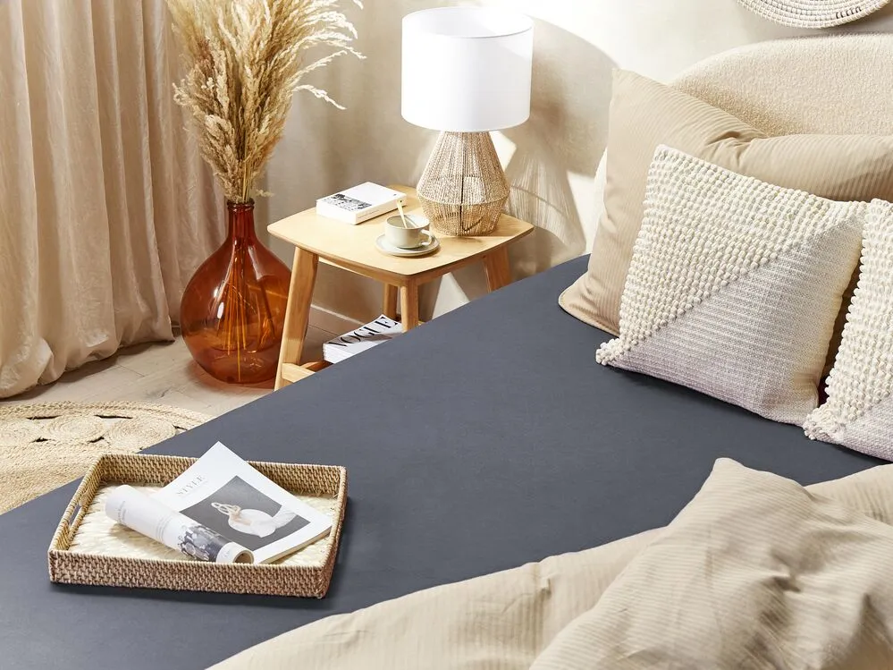 Fitted Sheet JANBU Cotton 180x200 cm Dark Grey