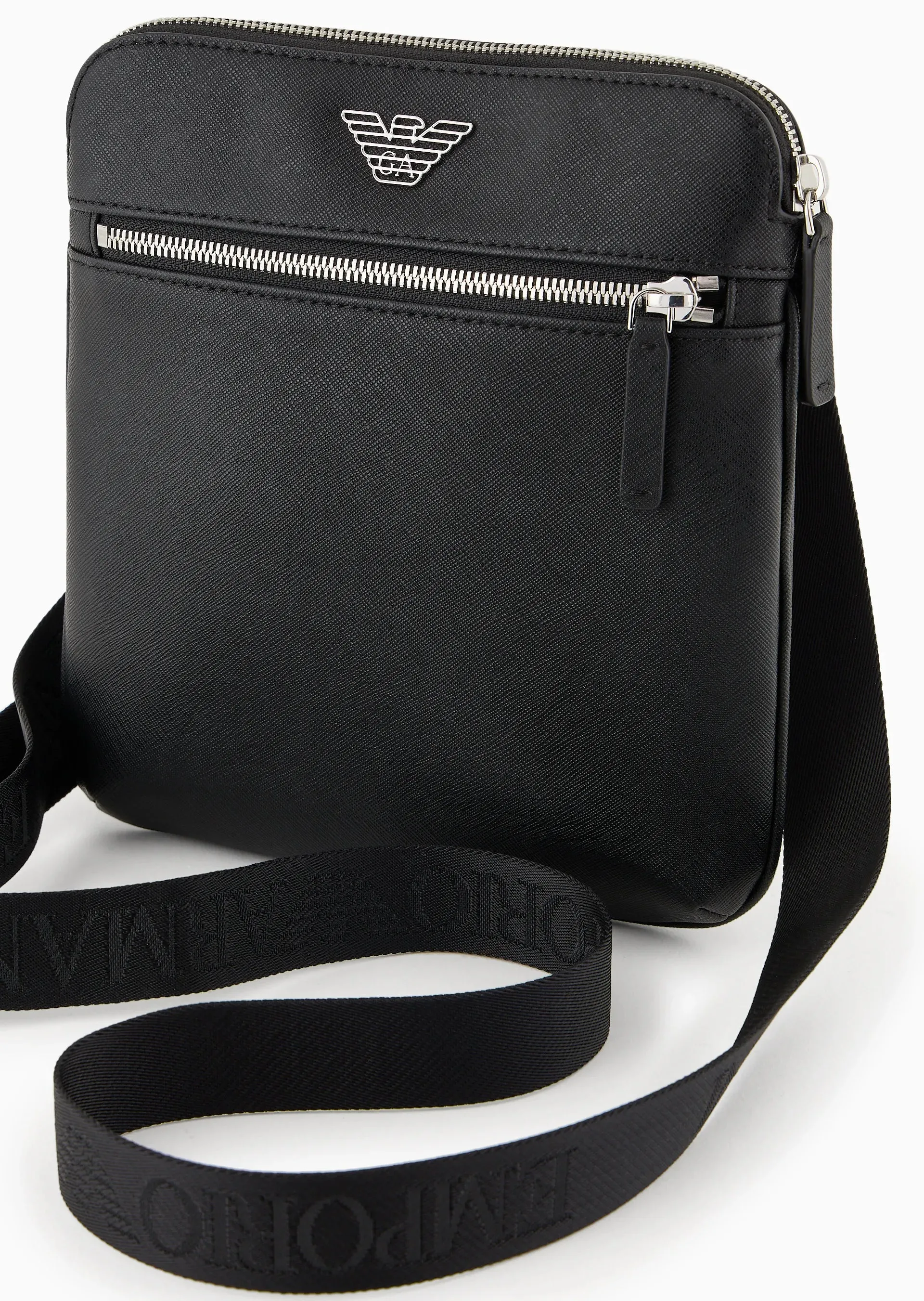 Flat Leather Shoulder Strap / Black