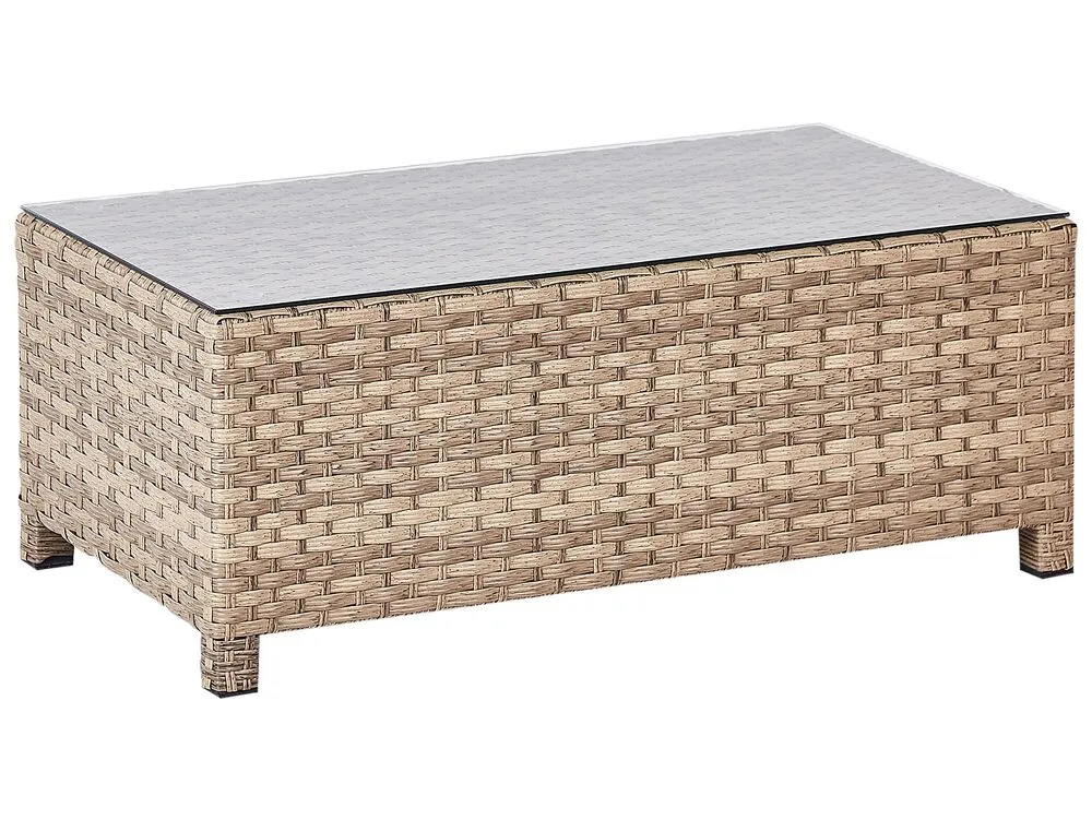 Garden Lounge Set with Table and Ottoman 4 Seater MILANO PE Rattan Off-White