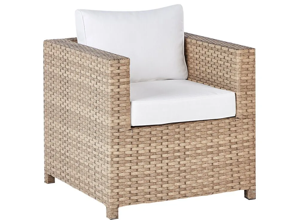 Garden Lounge Set with Table and Ottoman 4 Seater MILANO PE Rattan Off-White