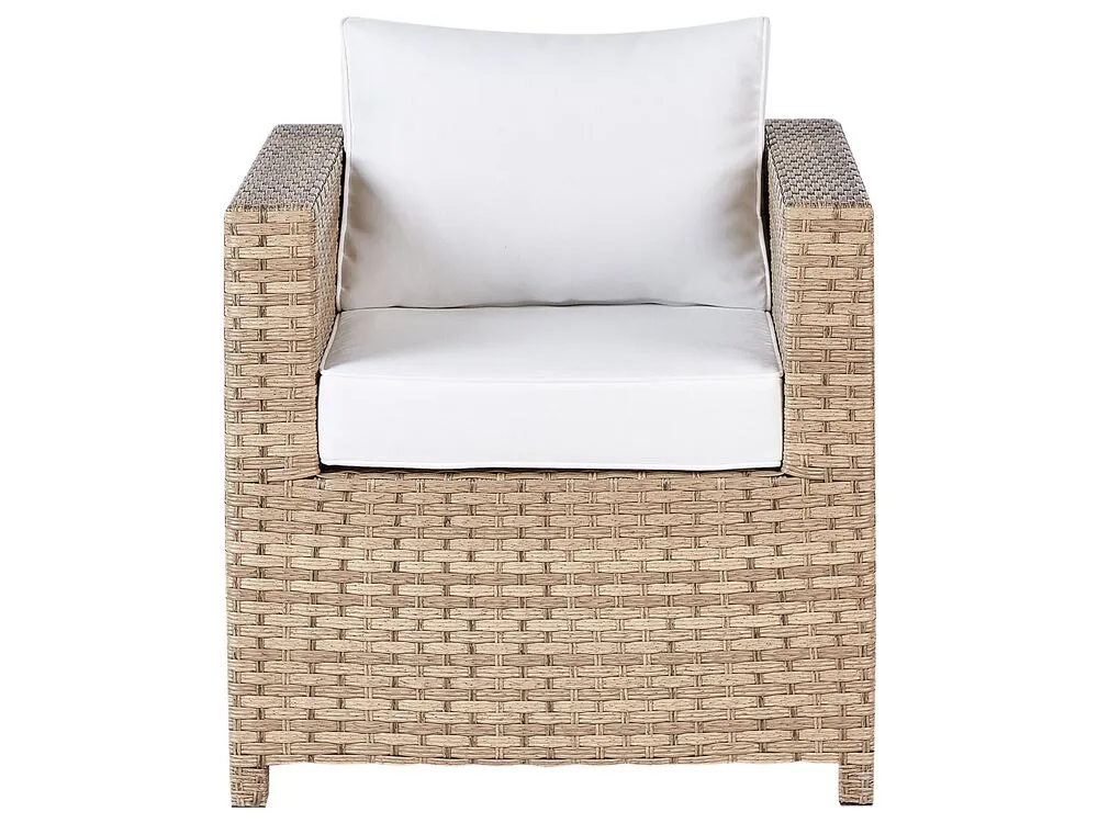 Garden Lounge Set with Table and Ottoman 4 Seater MILANO PE Rattan Off-White