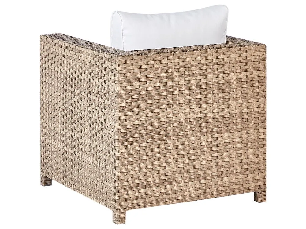Garden Lounge Set with Table and Ottoman 4 Seater MILANO PE Rattan Off-White