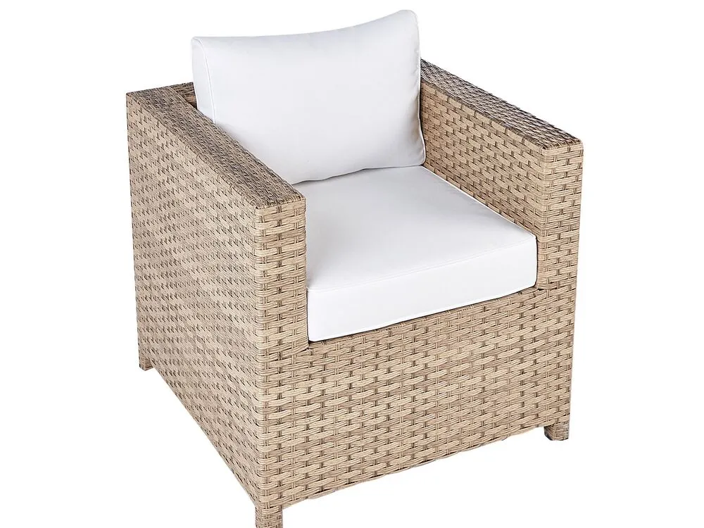 Garden Lounge Set with Table and Ottoman 4 Seater MILANO PE Rattan Off-White