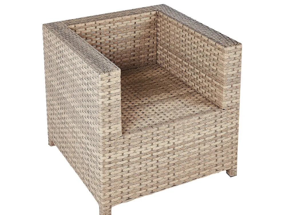 Garden Lounge Set with Table and Ottoman 4 Seater MILANO PE Rattan Off-White