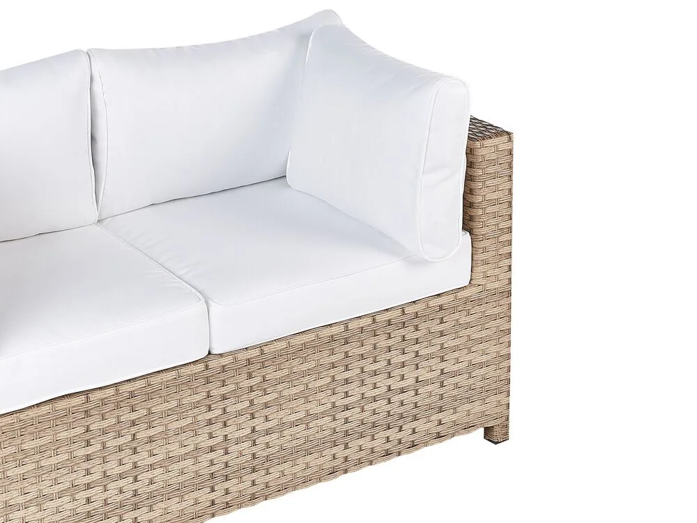 Garden Lounge Set with Table and Ottoman 4 Seater MILANO PE Rattan Off-White