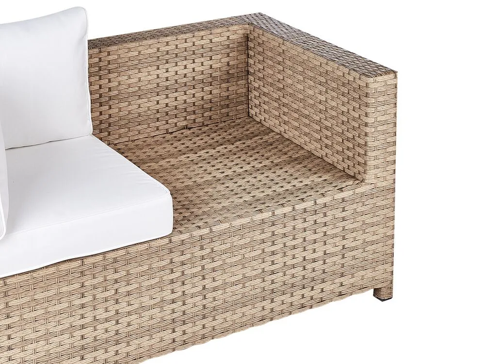 Garden Lounge Set with Table and Ottoman 4 Seater MILANO PE Rattan Off-White