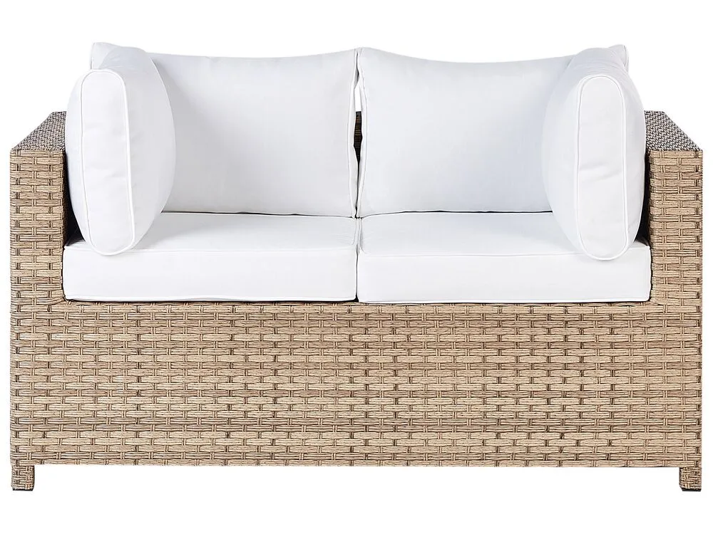 Garden Lounge Set with Table and Ottoman 4 Seater MILANO PE Rattan Off-White