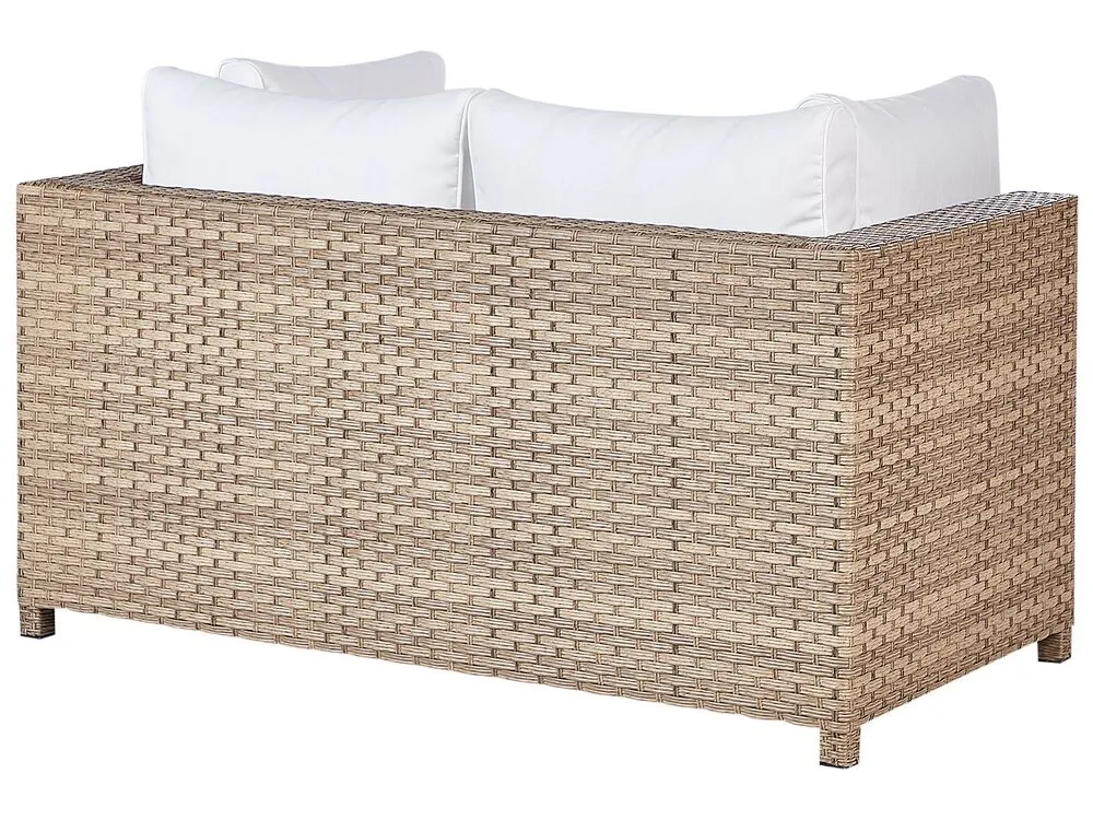Garden Lounge Set with Table and Ottoman 4 Seater MILANO PE Rattan Off-White