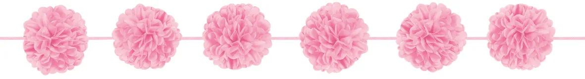 Ghirlanda di pompon rosa 3,65m