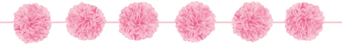 Ghirlanda di pompon rosa 3,65m