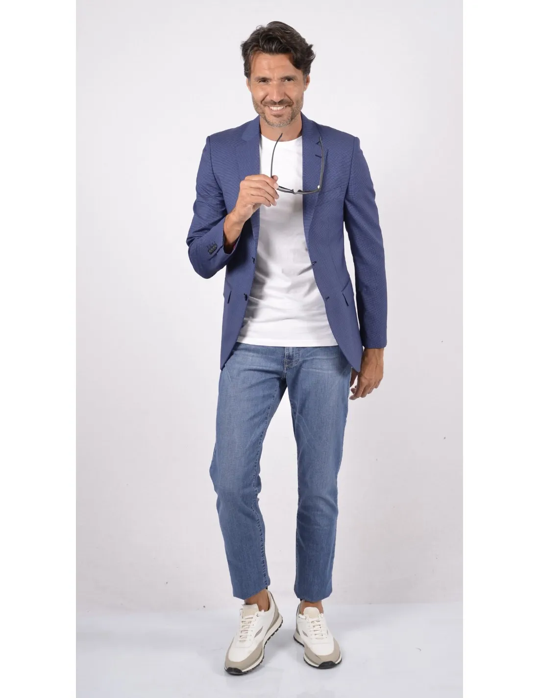 Giacca in lana sfoderata bluette p/e