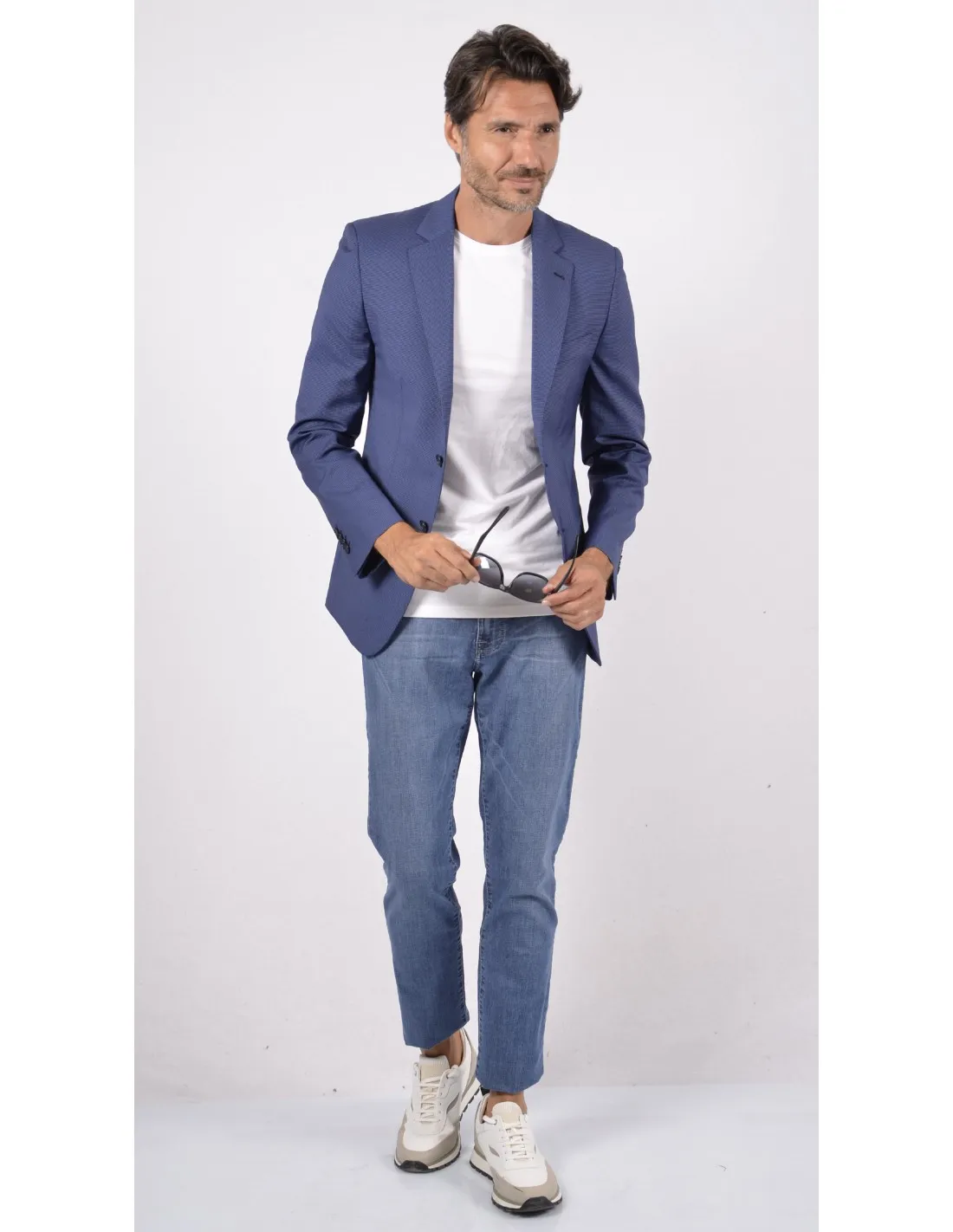 Giacca in lana sfoderata bluette p/e
