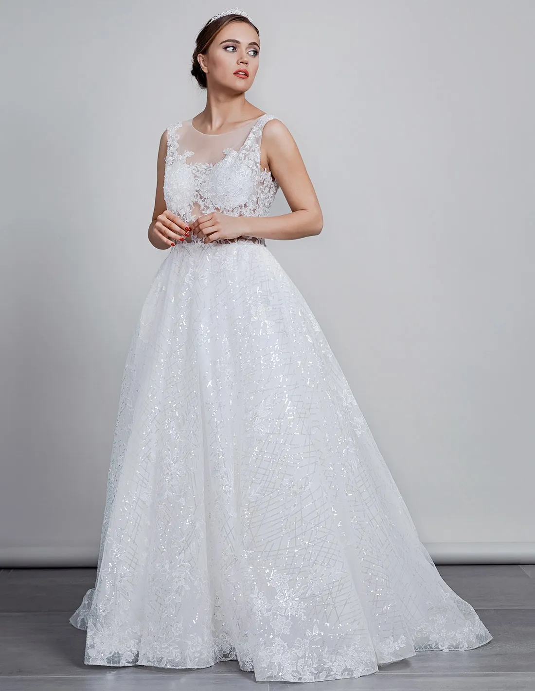 GIRASOLE - abito da sposa ampio luccicante con brillantini sulla gonna