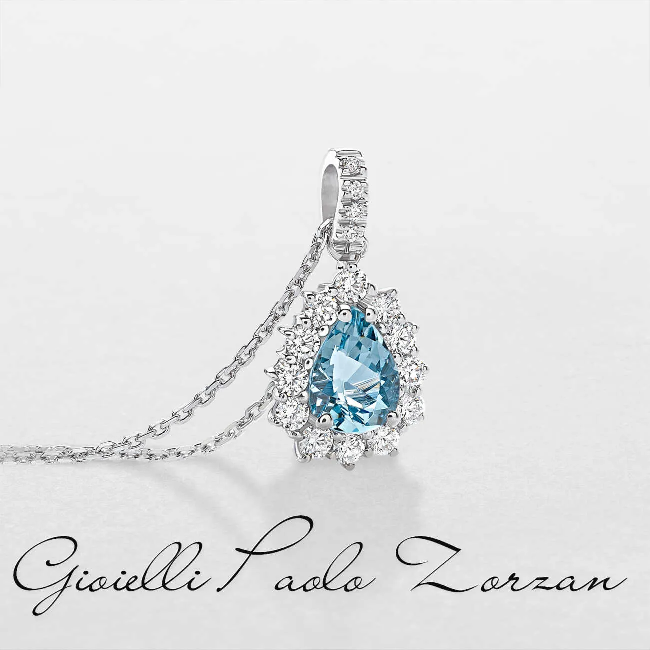 Girocollo Giorgio Visconti in oro bianco, diamanti e acquamarina GB38957B