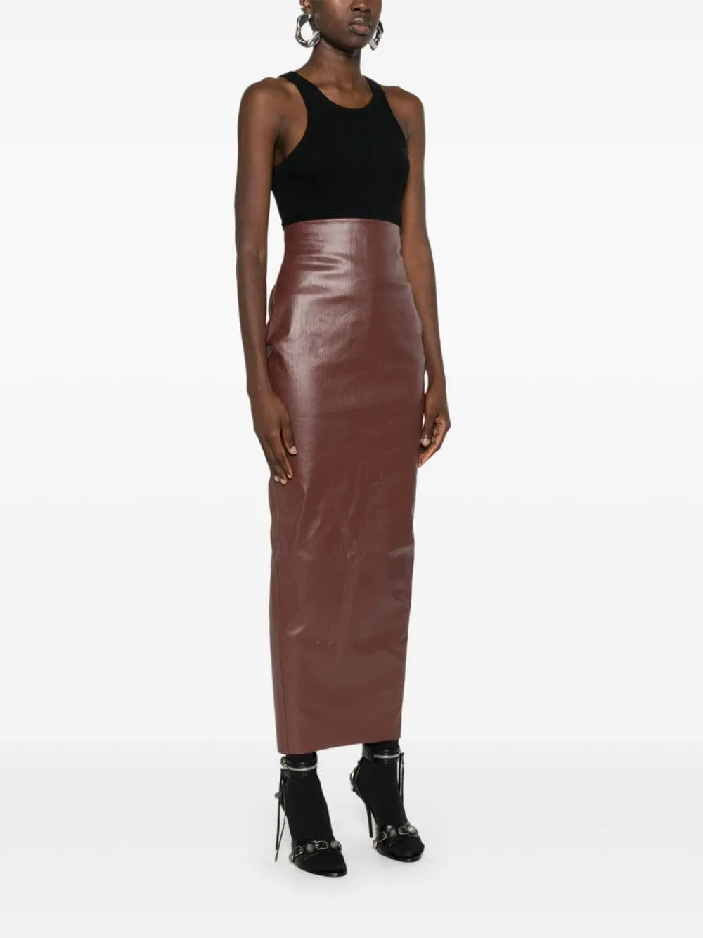 Gonna a vita alta dirt pillar in marrone Rick Owens - donna