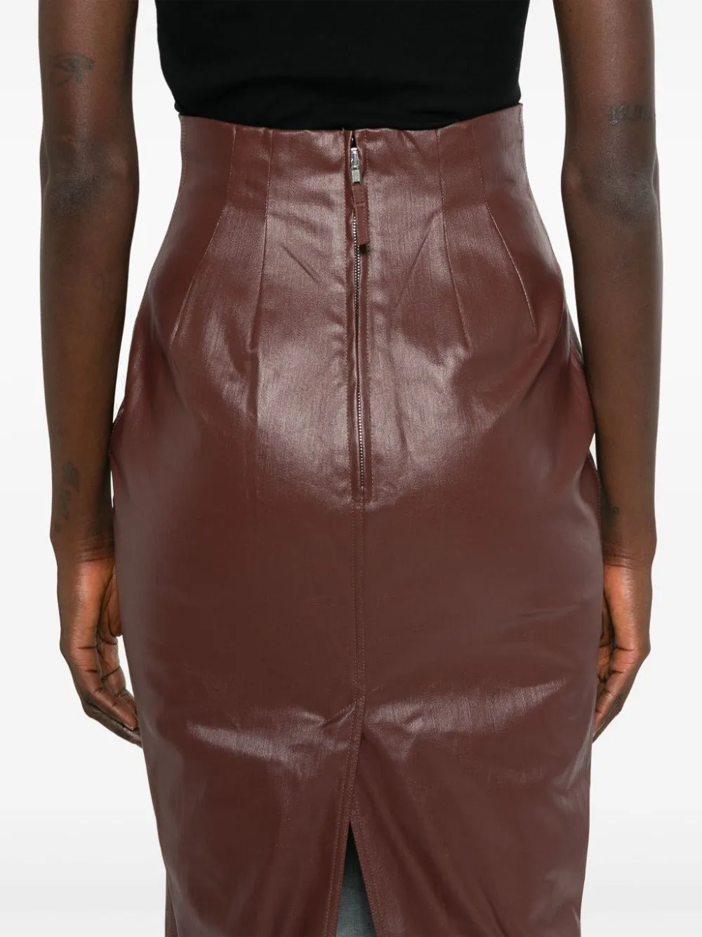 Gonna a vita alta dirt pillar in marrone Rick Owens - donna