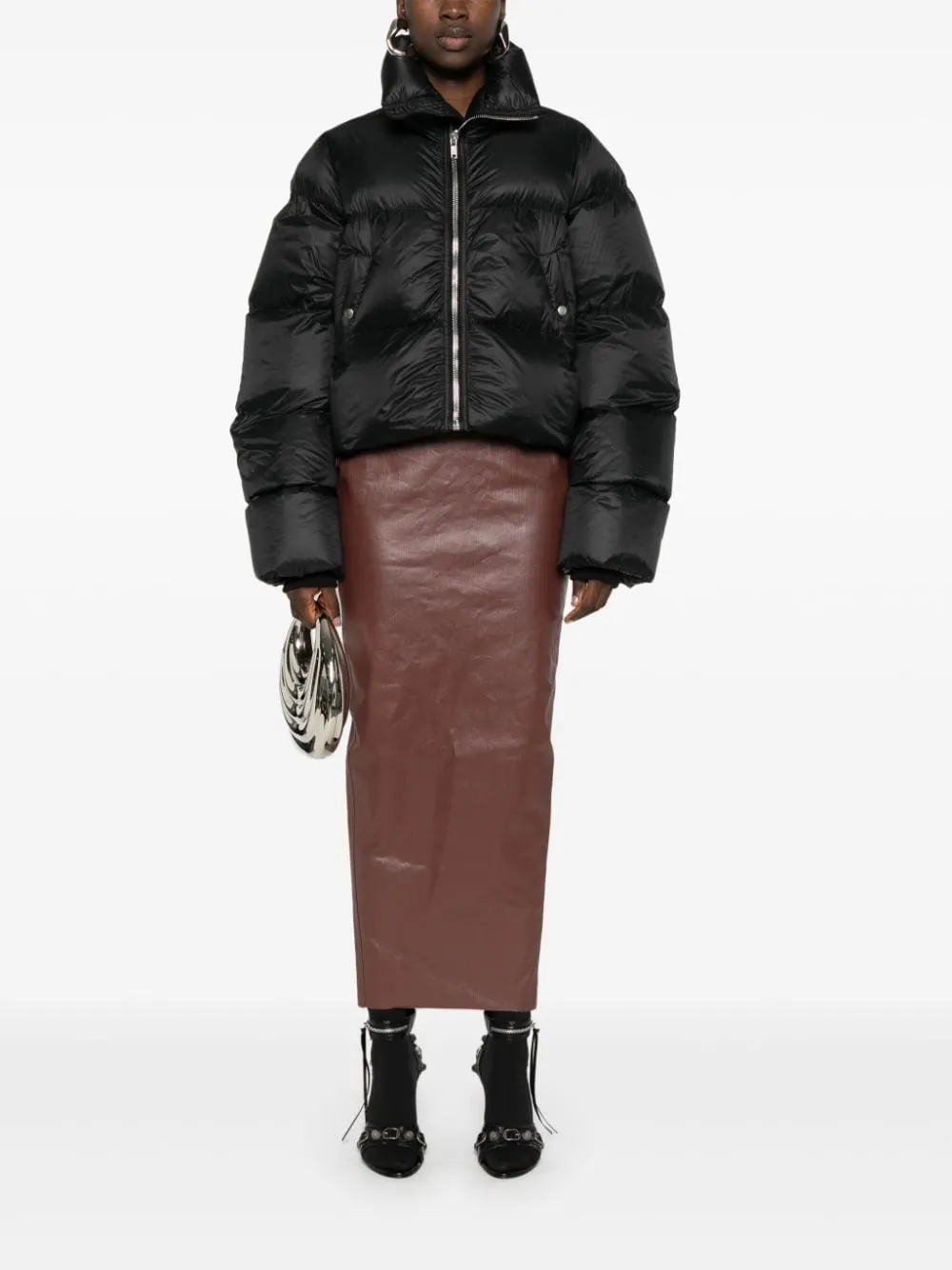 Gonna a vita alta dirt pillar in marrone Rick Owens - donna