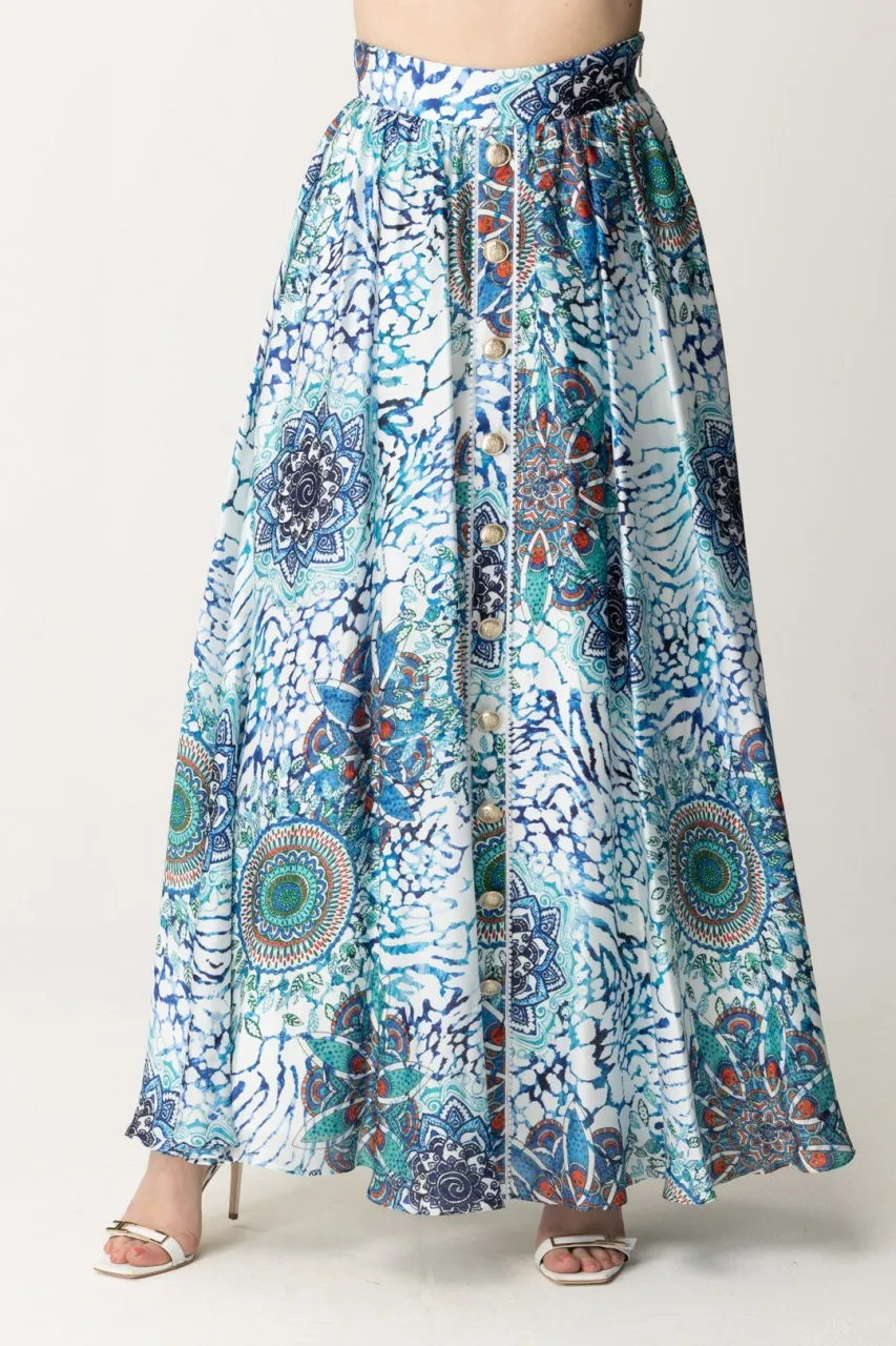 Gonna lunga stampata con bottoni BOHO ANIMALLER