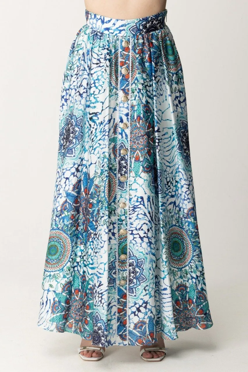 Gonna lunga stampata con bottoni BOHO ANIMALLER