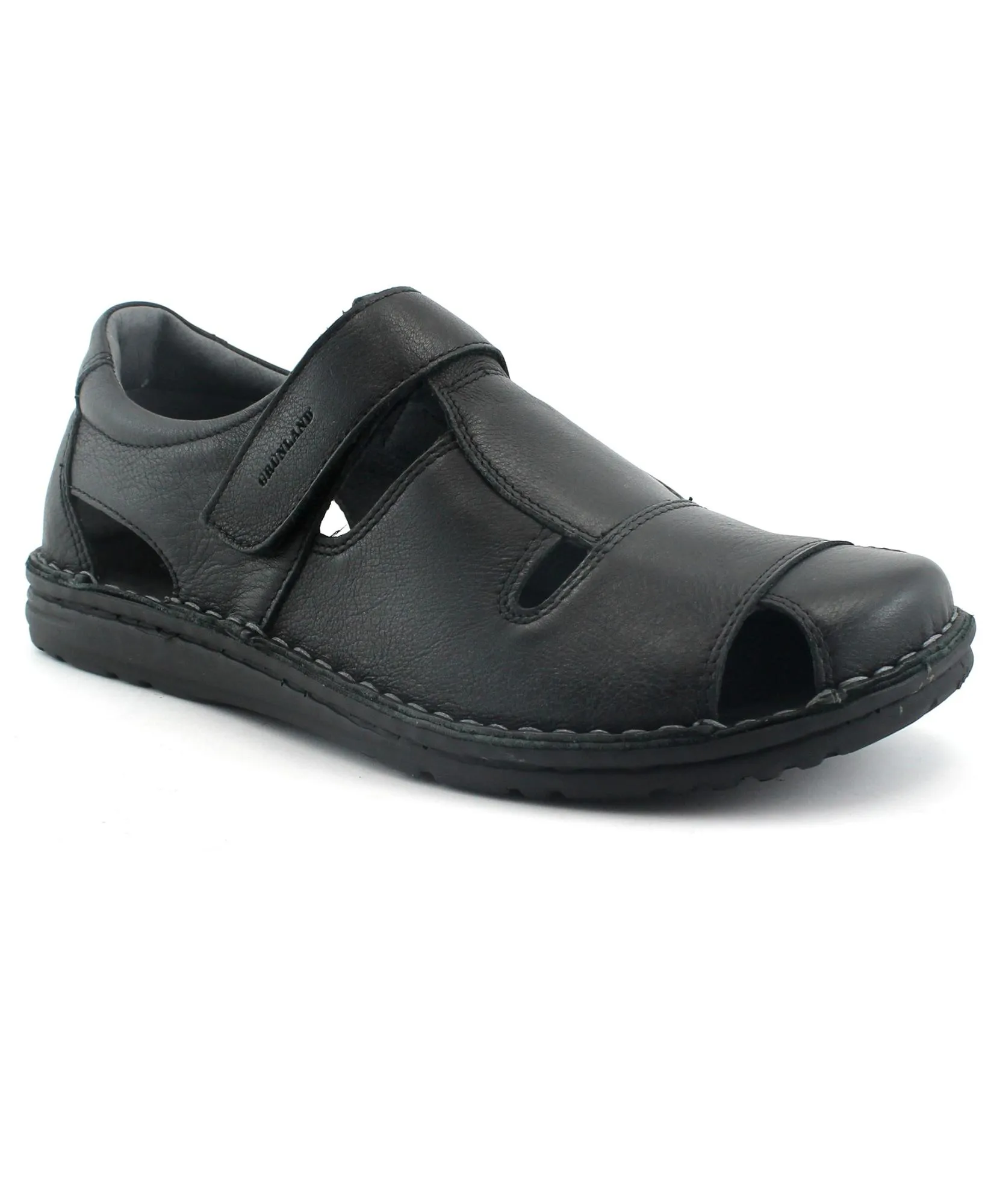 GRUNLAND LAPO SA1515 nero scarpa sandalo uomo pelle strappo