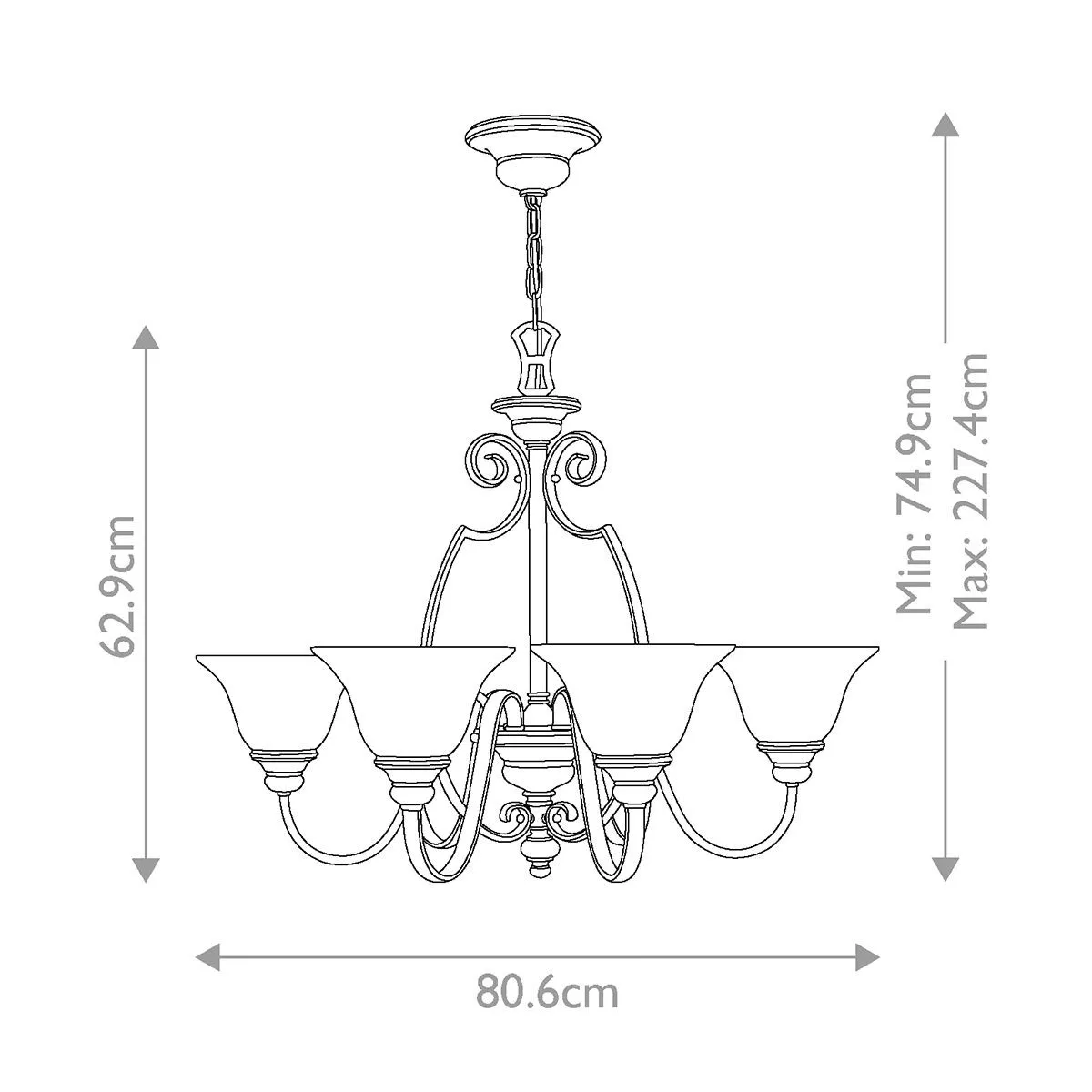 Hinkley  Lampadario in acciaio con 6 diffusori in vetro dal design classico Cello - 60W