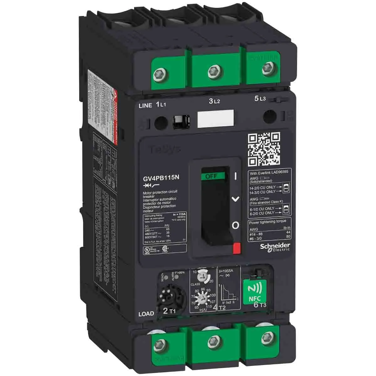 Interruttore termico Schneider Electric GV4PB, 3 poli, 115A, 690V ca