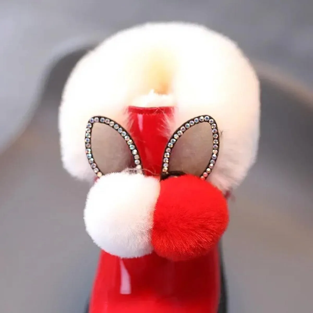 Inverno 2024 nuova moda bambino peluche stivali corti scarpe di cotone caldo bambini simpatico coniglio stivali da neve antisciv