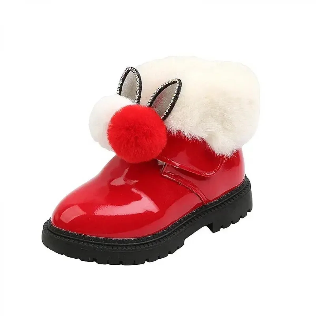 Inverno 2024 nuova moda bambino peluche stivali corti scarpe di cotone caldo bambini simpatico coniglio stivali da neve antisciv