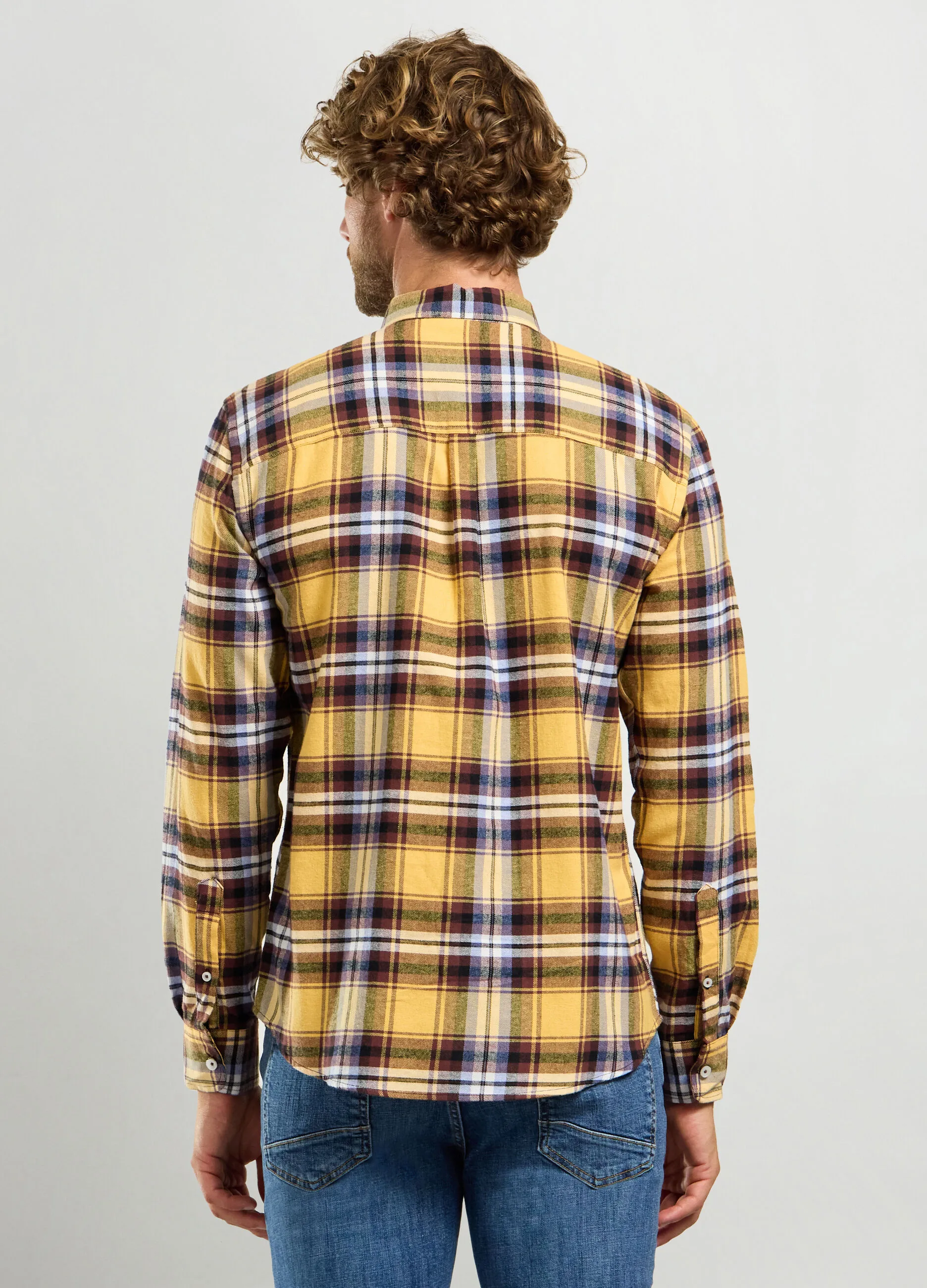 J. HART & BROS  Camicia regular fit con colletto button down in flanella uomo