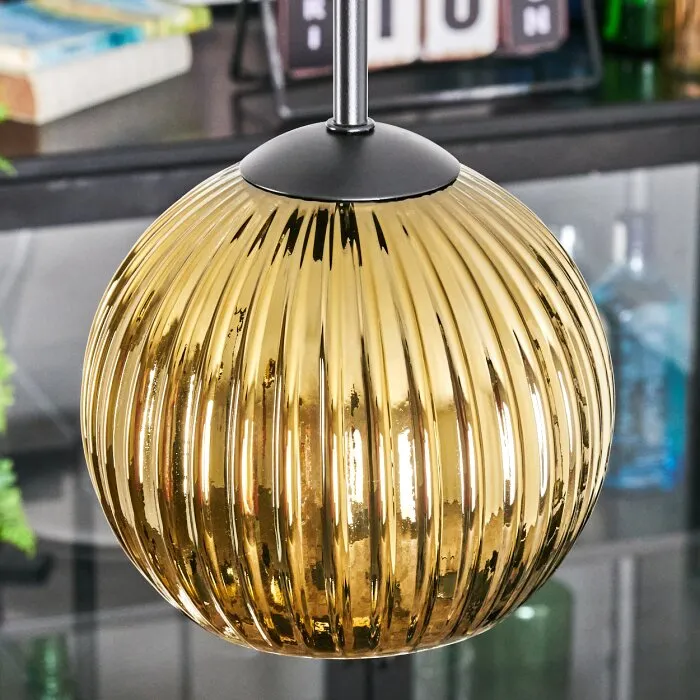 Koyoto Lampadario a sospensione, Lampada a sfera, Lampada a sospensione a cluster Oro, 3-Luci